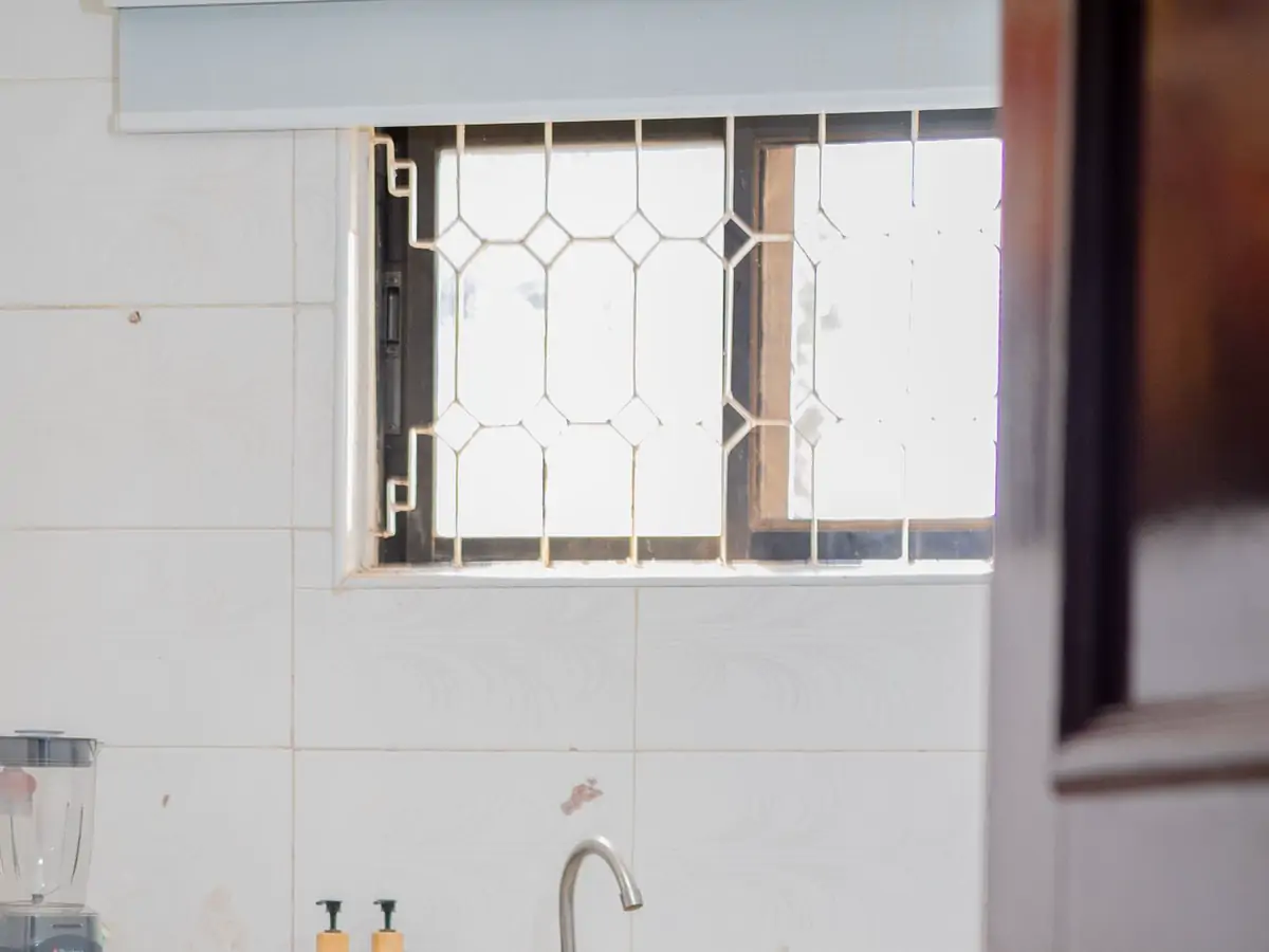 Kitchen: windows and doors. The window over the sink, with its grille (sample photo)